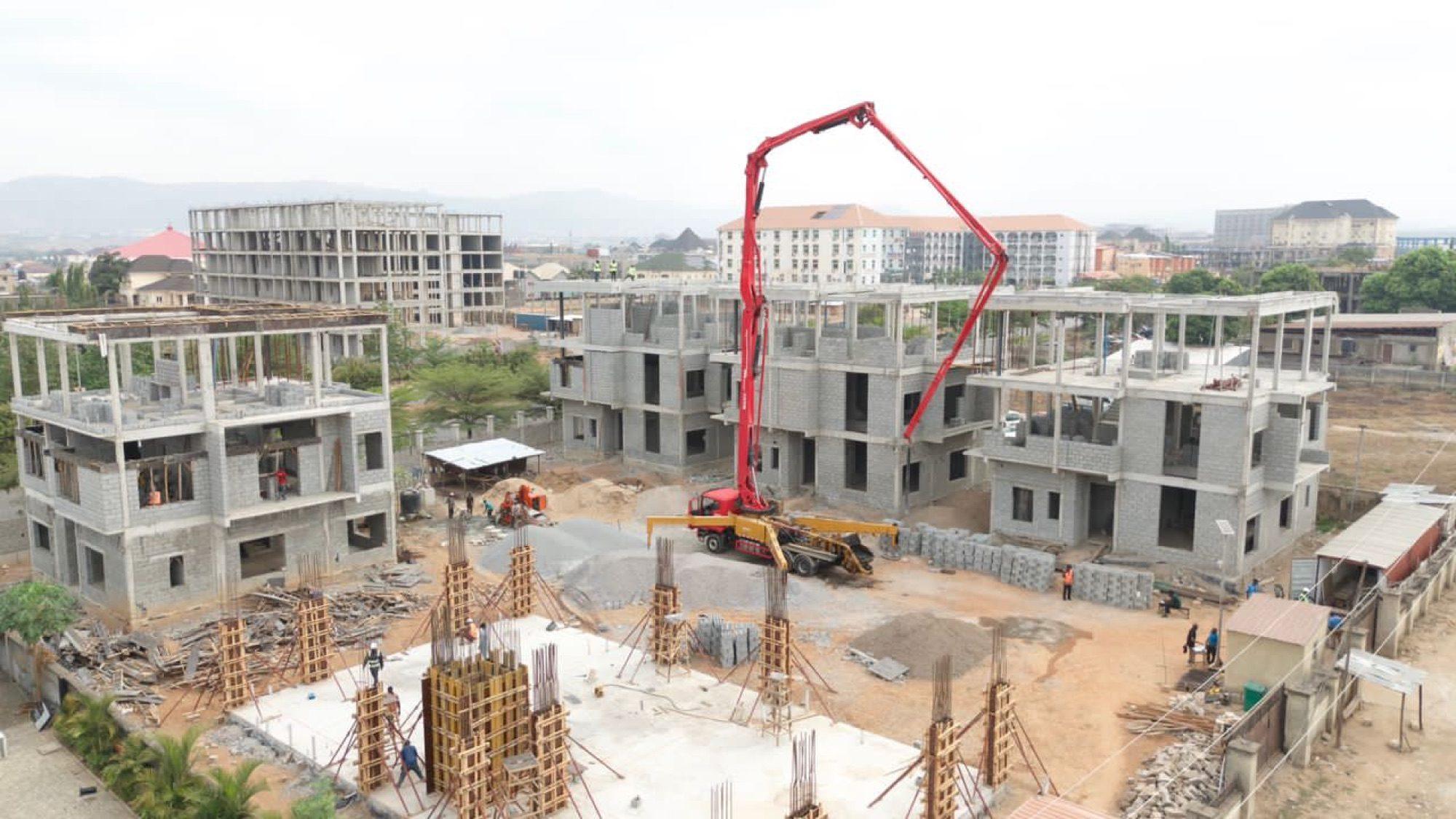 Concrete pour with boom pump at Panarea Villa, Kado, Abuja