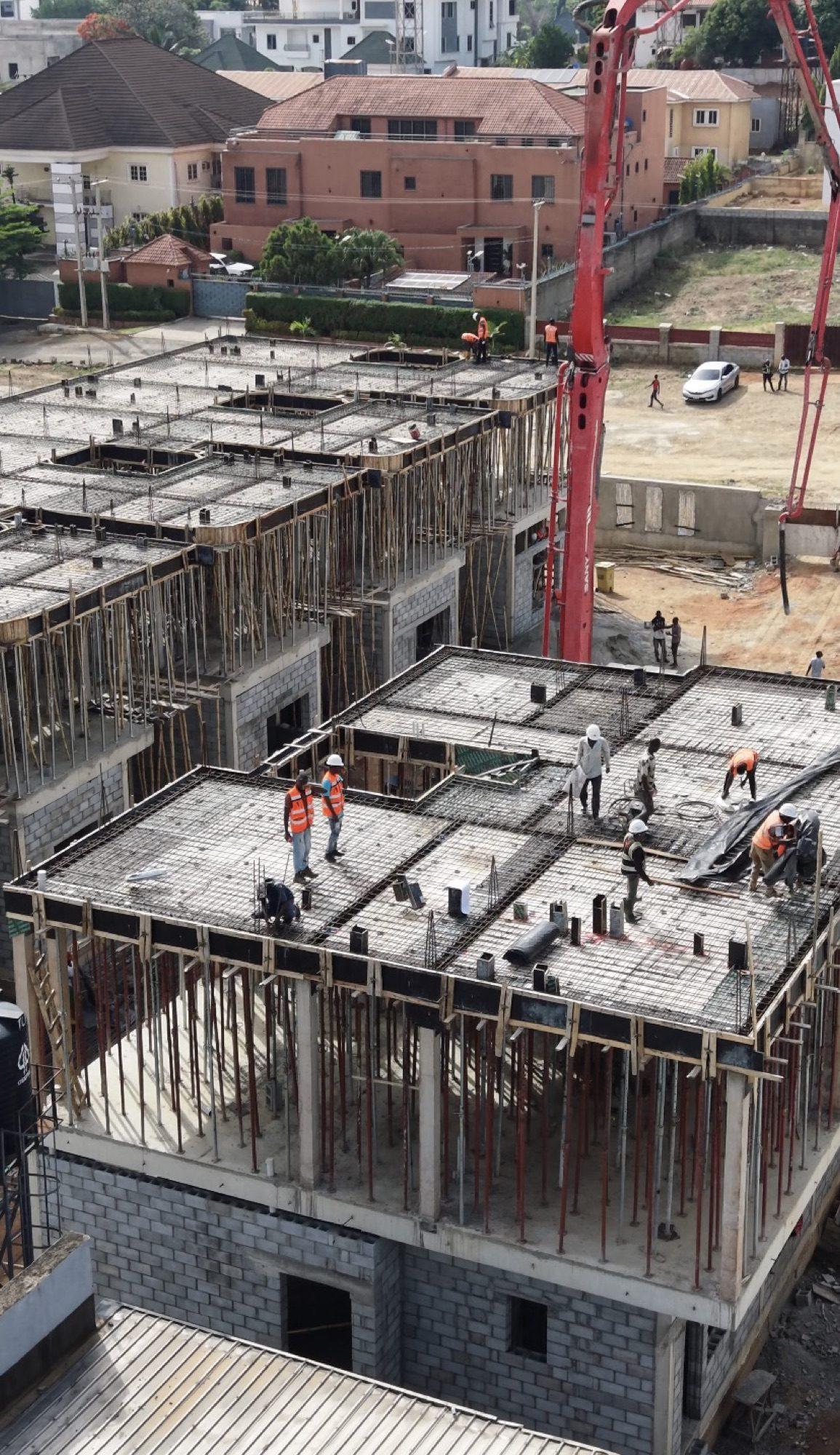 Aerial view of the terrace slabs, The Marq, Mabushi